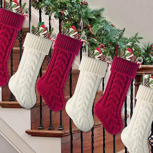 Коледни Чорапи Meriwoods, 6 Опаковки, 15 Инча, Коледни Чорапи, Големи Плетени, за семейства, Възли Селски Персонализирани