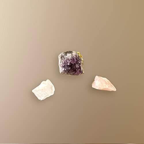 3 Част висококачествени лечебни кристали - аметист, прозрачен кварц и розов кварц. Проява На Каменни Магнити