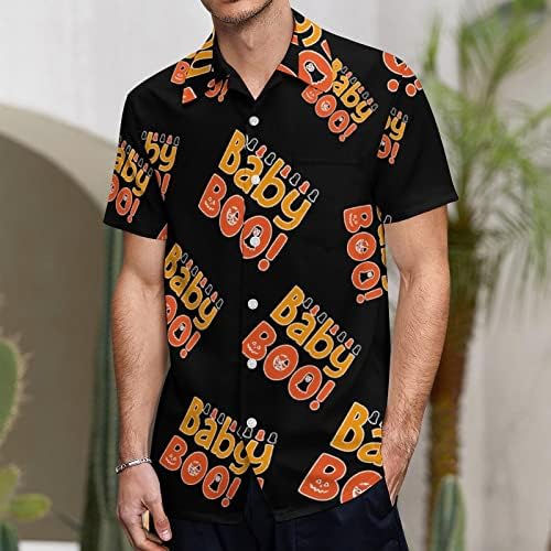 Baby Boo2 Мъжки Ризи С Къс ръкав и V-образно деколте, Графични и Тениски с копчета, Плажни ризи