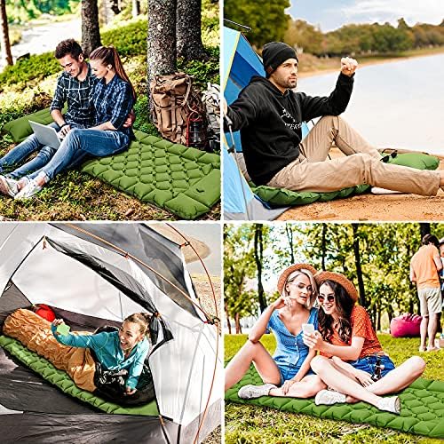 Подложка за спане DEHUMI Camping - с вграден ножным помпа, Ultralight Надуваема Подложка за къмпинг, Издръжлив и
