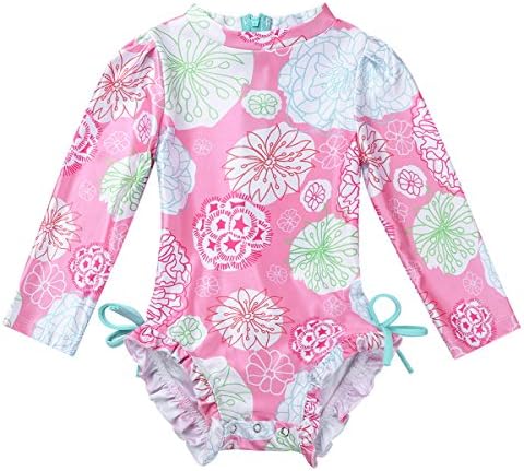 TiaoBug/Облекло с дълъг Ръкав За малки Момичета, Цветен UV Защита От Слънцето, Защита От Акне, Ризи с цип, С Къдри,