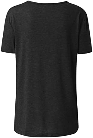 Тениска с V-образно деколте За Момичета, Лятна Есен Облекло 2023, Памучен Обогатяване с Къс Ръкав, Базова Тениска Свободно