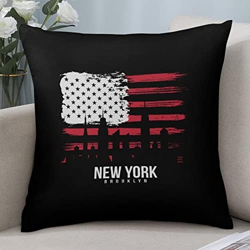Американски Флаг Ню Йорк Квадратна Калъфка за възглавница Полиестер Калъфи За Възглавници Хвърли Калъфки за Декор на Дивана