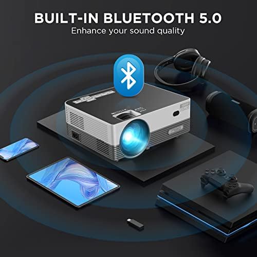 Собствен проектор 1080P WiFi, Bluetooth, мини Проектор HD-видео 8500Л с чанта за носене, Подкрепа на екрана 4K и 300 , Преносим