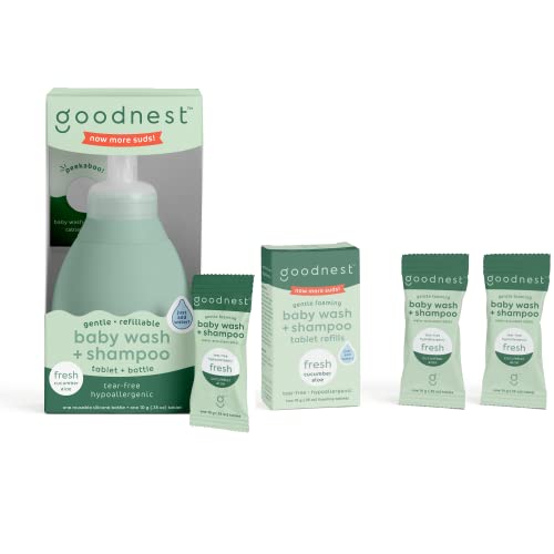 Комплект за къпане Goodnest Baby, Краставици, Детски шампоан 3 в 1 за еднократна употреба, За пране и за образуването