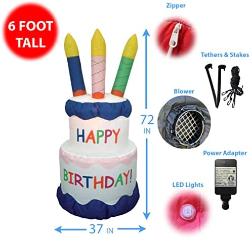 Комплект от две декорации за парти по случай рожден Ден, включва надуваем торта честит рожден ден на височина 6 метра
