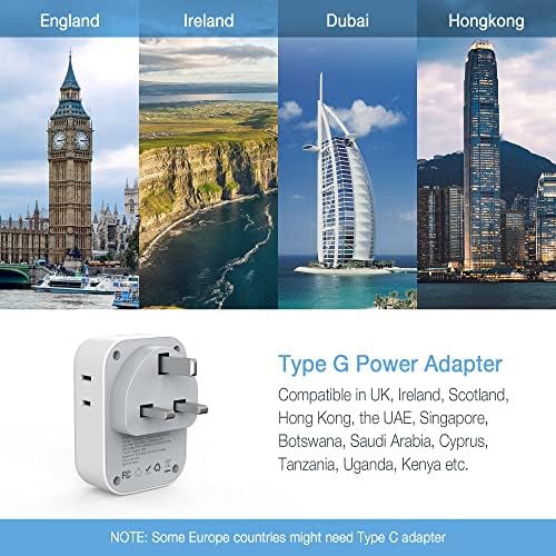 Мрежов адаптер TESSAN САЩ-Великобритания, 3 комплекта, Пътен Конвертор Type G с 4 Електрически контакти, ключове, 3