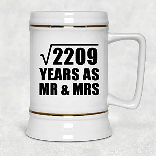 Вземете вашата 47-та Годишнина на Корен Квадратен от 2209 години като г-н и г-жа Керамична Халба за бира Stein