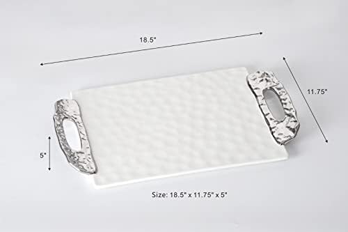 Тава за текстуриране порцелан с титанов щанга с покритие Pampa Bay, 19 x 11.8 инча, Сребристо-бял, За фурната,