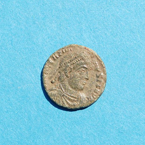 ТОВА Валентиниан I, Римски император от 364 - 375 г., Стандарт Чи-Ро, Тащащий на Затворника 1, Бронзова Монета, Много е Добра