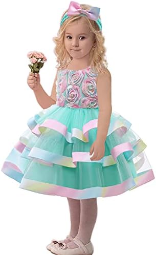 От 6 m до 6 Години За Малки Момичета, Цветна Рокля-Пакетче с Цветен Модел, Вечерни Сватбени Коледни Танци