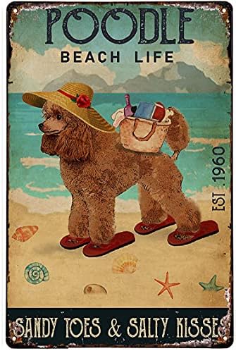 Плажната Живот Пясъчни Пръсти Пудел Лидице Знак Метални Табели Плакат Бар Бистро, кафе-сладкарница Монтиране на Украса
