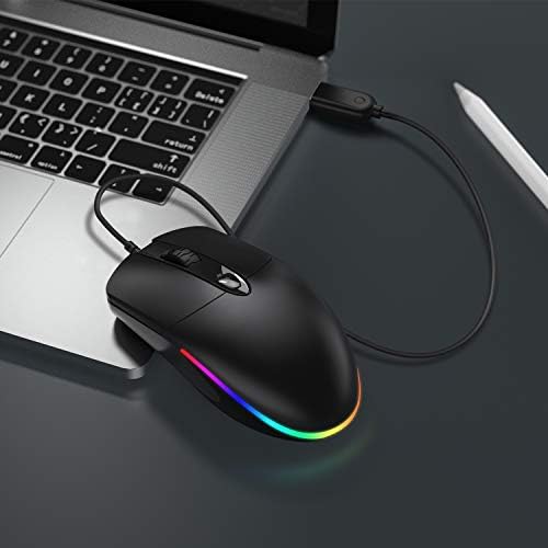 Жичен Мишката ASHU с RGB подсветка и Тихо щракване на мишката, 1600 dpi, 4 led режим за настолен КОМПЮТЪР, лаптоп с USB портове,