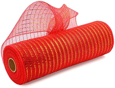 Червена Поли-окото лента Acekit Deco с метална пластина с размери 10 см х 30 метра във всяка Ролка за опаковане на Венци,
