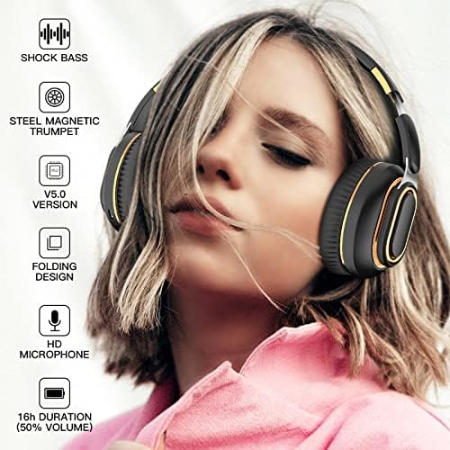 Режийни Bluetooth Слушалки, Сгъваема Детска Спортна Слушалки с безжични и Жични бас Type-c, Активно Шумопотискане, Амбушюры