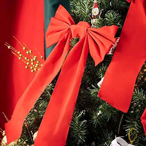JOYIN 12 Опаковки, Коледни Червено Кадифе Бантов, 16 см в дължина и 9 инча широк, Декоративни Коледни Панделки за Венец, Венец,