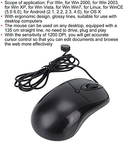 Жичен Мишката ASHATA USB, Оптична Компютърна Мишка с резолюция от 1200 dpi, Ергономична Геймърска Компютърна Мишка USB Офис