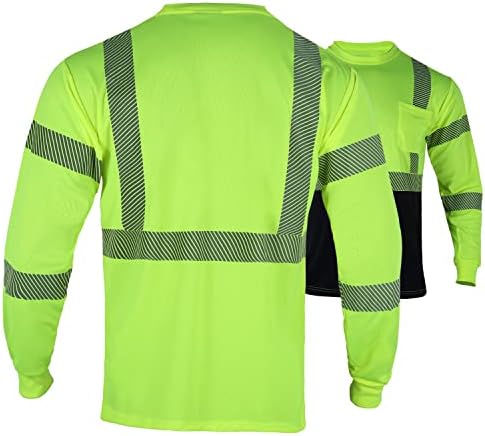 Мъжки защитни Ризи с Висока Видимост FONIRRA, Светоотражающая Тениска ANSI Клас 2 с Дълъг Ръкав Hi Vis За Строителни Работи