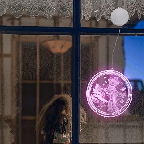 Abaodam Хелоуин Висящи алуминиева Дограма, осветителни Тела, 3D Тиква Магьосник Лилаво Лампа на Батерии с Вендузата