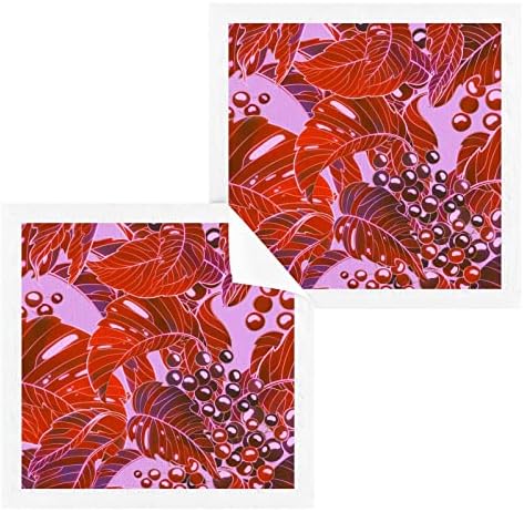 Комплект кърпички за миене на съдове ALAZA с червено-Лилави Лозови листа - Опаковка от 6 броя, Памук, Кърпички за лице, е Добре