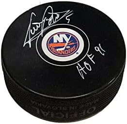 ДЕНИС ПОТВИН подписа на шайбата на Ню Йорк Айлъндърс - КОПИТО 91 - за Миене на НХЛ с автограф