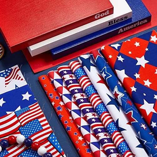 40 Бр. 4 юли, Връзки тъкан, 9,84x9,84 Инча, Памучен Патриотическая плат за Деня на Паметта на Американското Знаме,