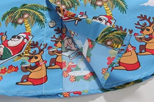 Тропически Грозни Хавайски Коледни ризи за партита на Дядо Коледа за по-Големите момчета SSLR