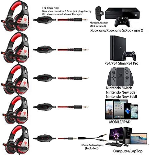 Детска слушалки ENVEL за PS4/PS5/Switch, Стереозвук съраунд звук, Led осветление, Вибрации всенаправленного микрофон,