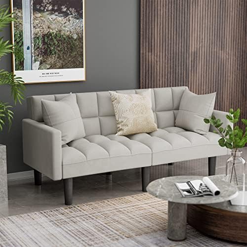 JUMMICO Модерен диван-futon с Дрямка, разтегателен диван, Foldout разтегателен диван, Foldout Futon Twin Size с Подлакътници