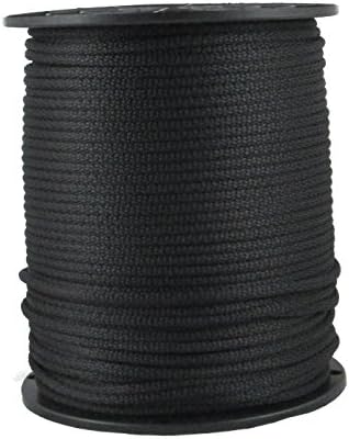 Въже от черно лавсанового полиестер 3/16 инча - 500-Подножието макара | Плътна плитка - Индустриален клас - Висока устойчивост