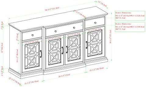 Уокър Edison Модерна Дървена Стъкло на блок-маса, Бюфет-за антре, Вратите на гардероба за съхранение на съдове-Конзола