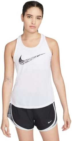 Жена на майк за бягане Nike Swoosh (Бяло / черно), размер XL