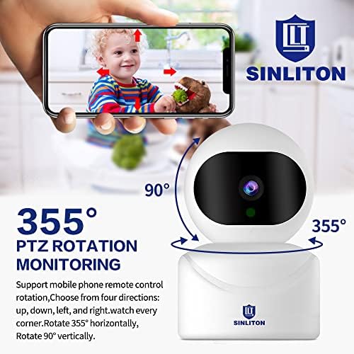Sinliton Вътрешен/Домашен Монитор, охранителна Камера с възможност за завъртане на 360 °, следи бебето 1080P, Помещение за
