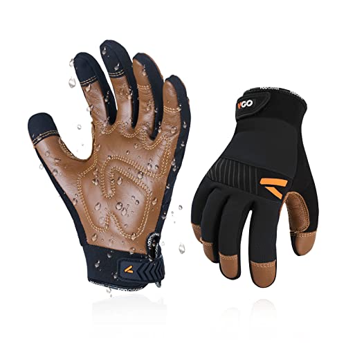 Вго... 1 Чифт Защитни Кожени работни ръкавици, Механични ръкавици, Антивибрационных ръкавици, Непромокаеми,