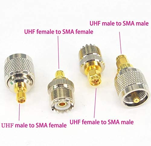 onelinkmore Комплект rf конектор SMA-UHF SMA-UHF PL259 SO239 4 Тип SMA Конектор/от разклона за UHF с никелово позлатените тестовым