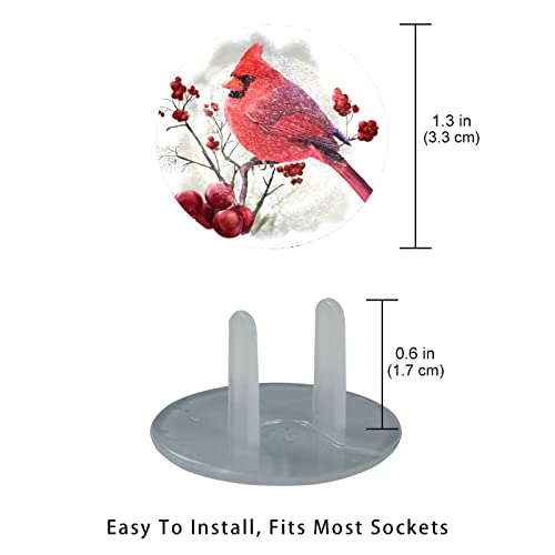 Птица Кардинал, който Седи на клона, Акварелни капачки за контакти, 24 опаковки - Защитни капачки за контакти, за деца – Здрави