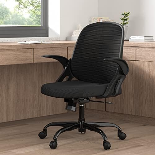 Стол за офис, Стол за работния плот, Удобен Ергономичен Въртящо Компютърен стол, Офис стол от дишаща мрежа, Работно стол с лумбална
