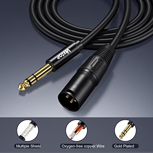Штекерный кабел Veetop 1/4 инча TRS-XLR, Балансиран 6,35 мм, една Четвърт от инча TRS-включете на 3-номера за контакт штекеру