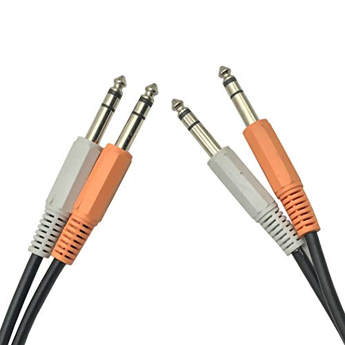 MMNNE Двоен кабел за свързване 1/4 TRS за стерео Dual 1/4TRS (черен 5 метра)