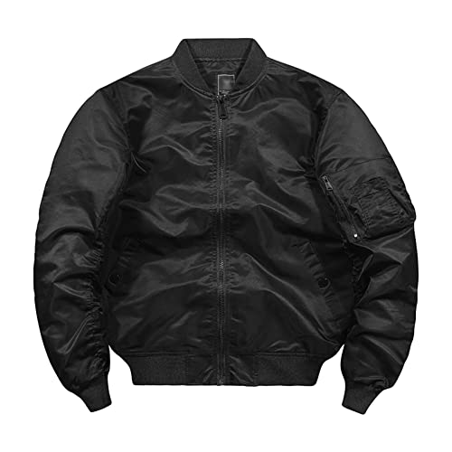 Мъжки якета-бомберы Maiyifu-GJ Classic Slim Fit, Лек слой Softshell, Памучни Ветроупорен университетски и бейзболни якета (черни, 4 размера)