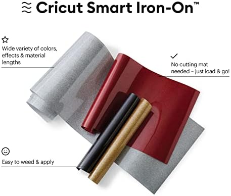 Термопресс-винил Cricut Smart Iron-On Glitter HTV, черен, бял, с пайети, 13 инча x 3 метра, с пайети, за тениски