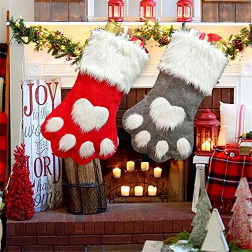 UXZDX CUJUX 2 бр. Коледни Чорапи с длинношерстной кучешки лапой, Коледни Чорапи, Украси за Коледната елха, Коледна
