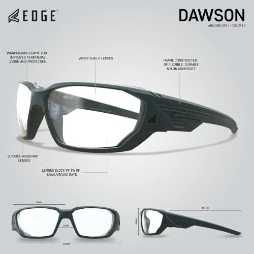 Защитни очила EDGE Dawson Wrap-Around (морска дограма, прозрачни лещи със защита от пара) Премиум-клас с защита срещу