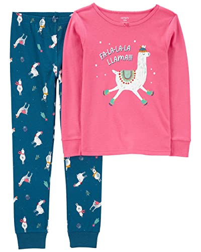 Коледна памучен пижами Carter's Момичета от 2 теми плътен cut (as1, възраст 6_years, Фалалала Лама)