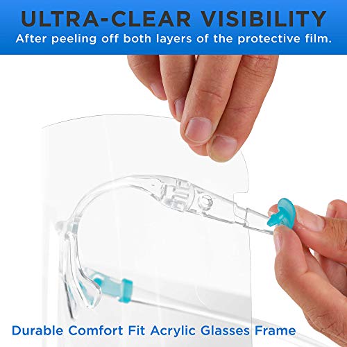 Щитове за лице TCP Global Salon World Safety 200 с рамки за очила (20 опаковки по 10 парчета) - Сверхпрозрачная защитна