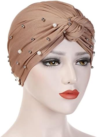 XXXDXDP Дамски Модни Шапка-шал, шапка-шал с мъниста, Индийски Хет-Тюрбан, Шапка-шал, дамска шапка на цялата глава,