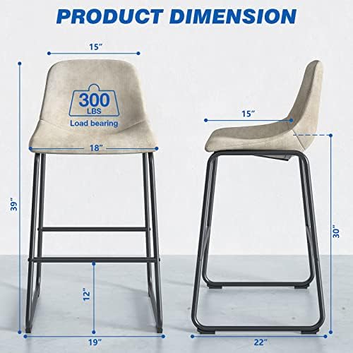 Комплект от 2 Продуктова столове Rfiver Leathaire, Промишлени Бар Столове за кръчма с облегалка и поставка за краката,