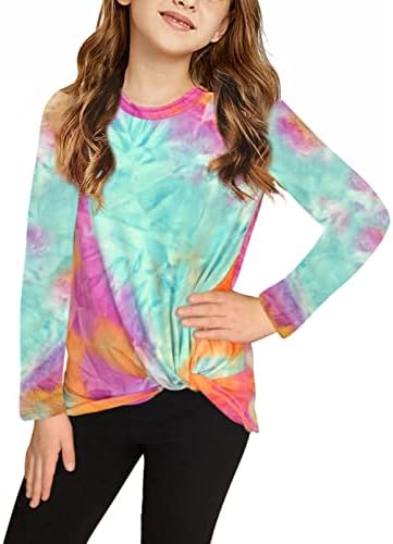 Dokotoo/ Блузи с кръгло деколте в цвят блок за Момичета, Пуловер с дълъг ръкав, Hoody, Ежедневни Свободни