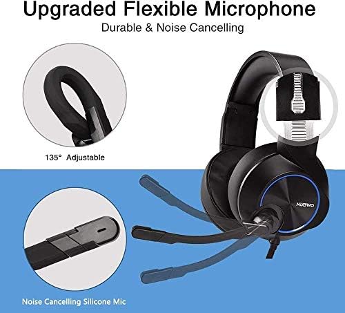 Детска слушалки NUBWO, Слушалки с микрофон с шумопотискане за Xbox One, PS4, Компютър, лаптоп (Червен) (Обновена)