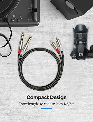 Кабел VIOY RCA-1/4 (3,3 фута), [Позлатени конектори] Двойна 1/4-инчов TS Моно-Двойна RCA не са симетрични Стерео Пластир кабел Аудио кабел за Свързване